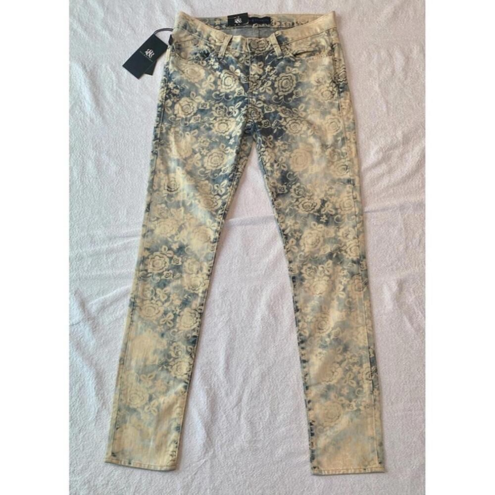 NWT Rock & Republic Berlin Bleached Floral Print Skinny Jeans Womens Size 6